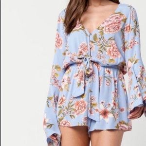 Billabong light blue floral romper